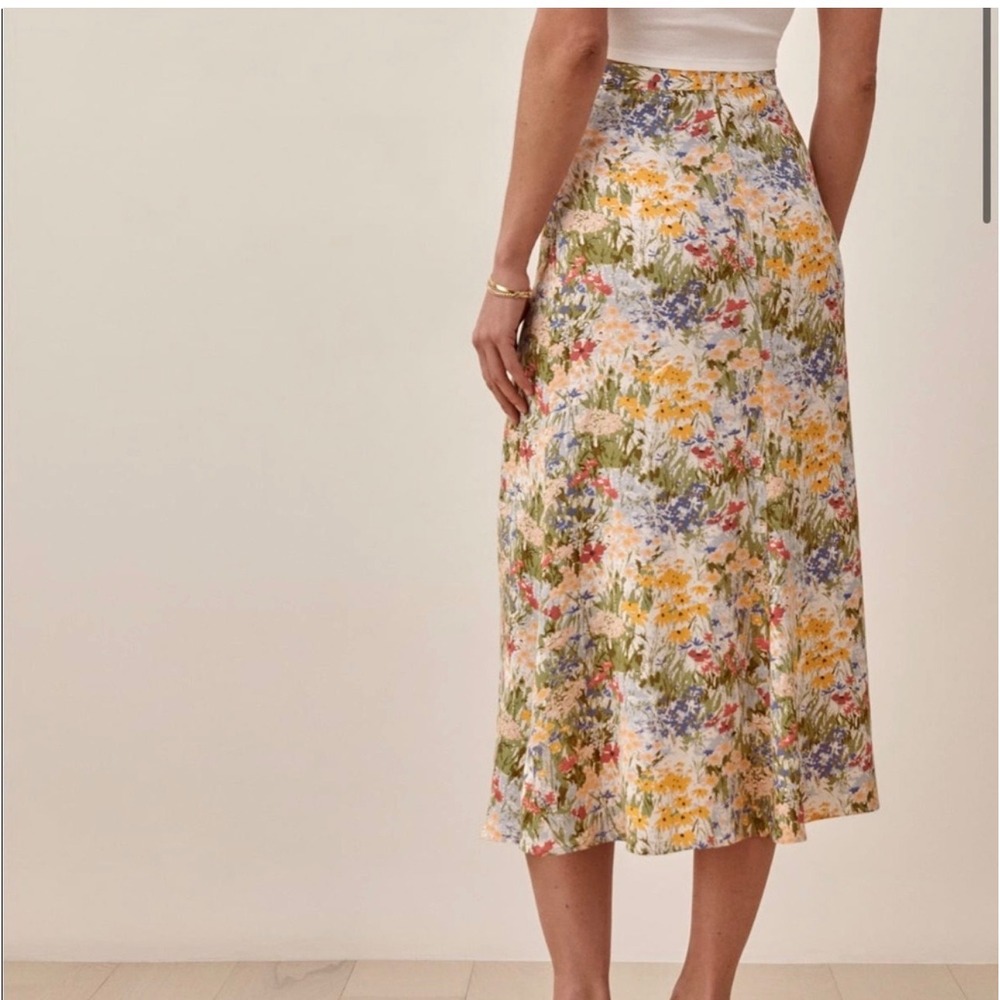 Reformation Bea Floral Midi Skirt 4 Boho Prairie Cottagecore Summer Casual Print